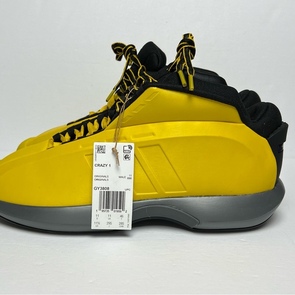 ADIDAS CRAZY 1 SNEAKERS BASKETBALL SHOES SIZE 11.5 GY3808 YELLOW METALLIC BLACK - Picture 3 of 10
